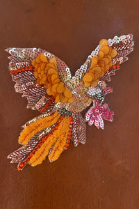 Papageien Brosche SaffronCaramel/DesertRose
