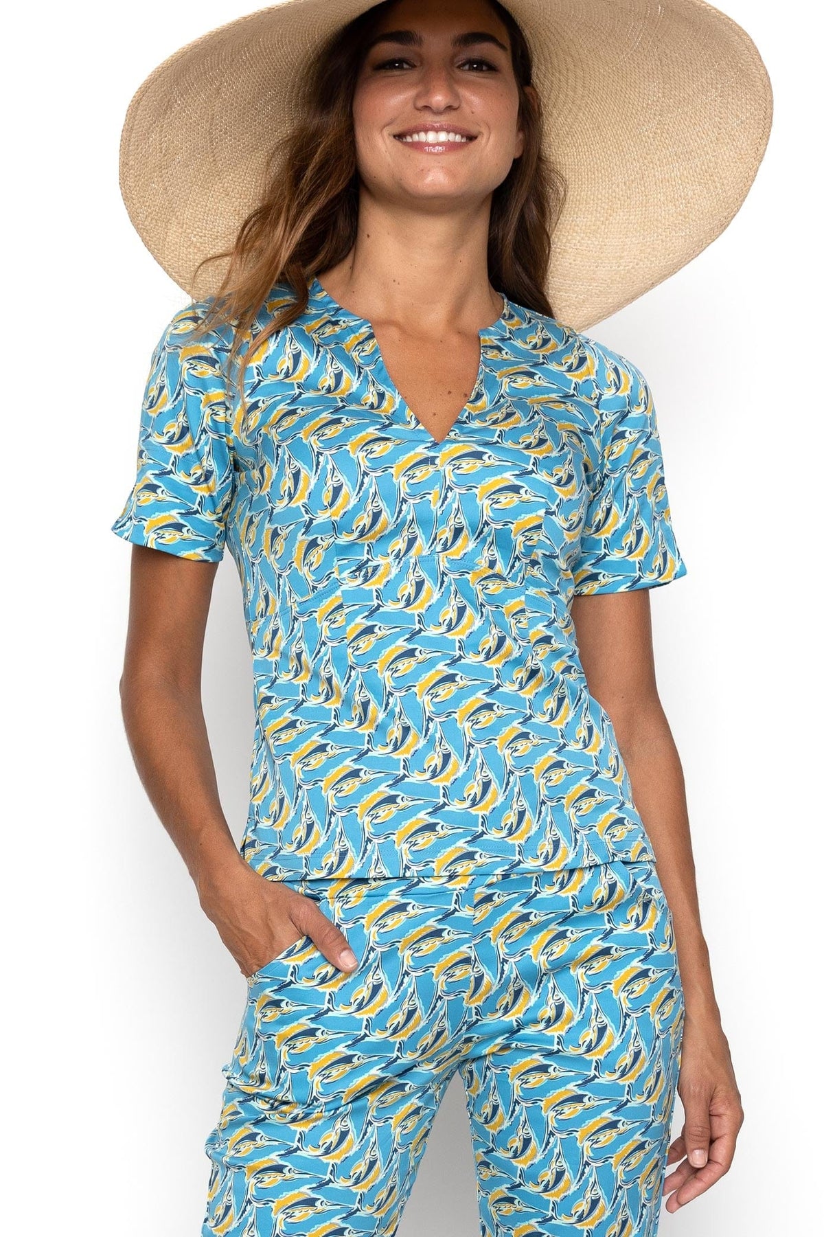 W.E.T. by Ines Schneider Shirt M1475.6 / S Shirt Cosma 23 / Marlin mode hamburg print sommerkleid Unique Prints Summer Dress Handdesignierte Prints Print