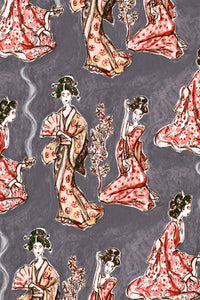 W.E.T. by Ines Schneider Dress Edita / Geisha mode hamburg print sommerkleid Unique Prints Summer Dress Handdesignierte Prints Print