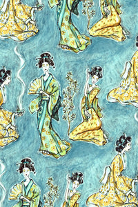 W.E.T. by Ines Schneider Dress Delphine / Geisha mode hamburg print sommerkleid Unique Prints Summer Dress Handdesignierte Prints Print