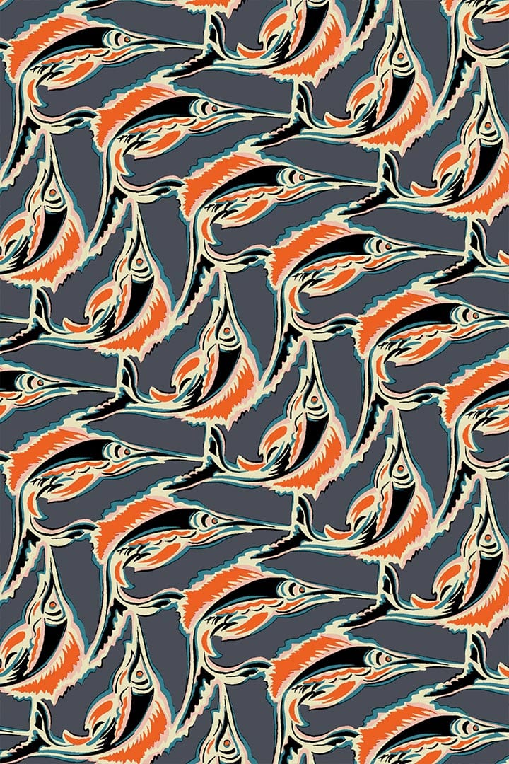 W.E.T. by Ines Schneider Accessoire M1475.1 / S ObiBelt Batist Solo 23 / Marlin mode hamburg print sommerkleid Unique Prints Summer Dress Handdesignierte Prints Print