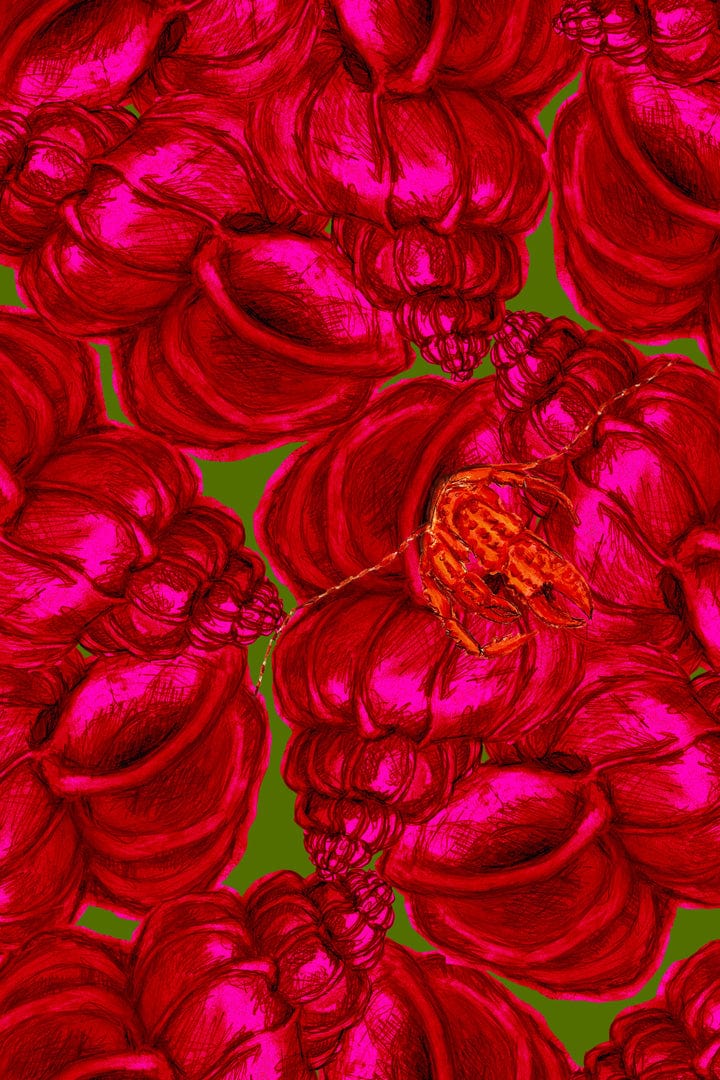 W.E.T. by Ines Schneider Top S3417.2 / S Top Lucy Shellcrab mode hamburg print sommerkleid Unique Prints Summer Dress Handdesignierte Prints Print