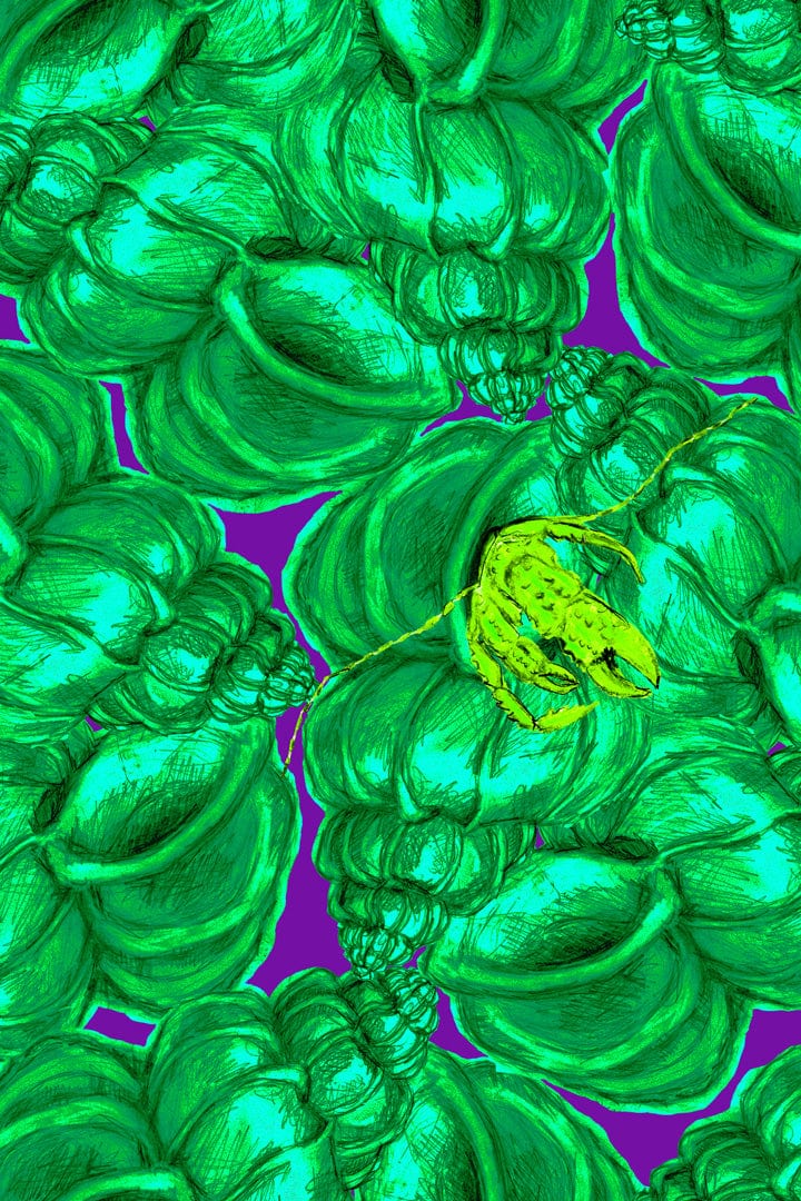 W.E.T. by Ines Schneider Blouse S3417.6 / M Emilia / Shell Crab mode hamburg print sommerkleid Unique Prints Summer Dress Handdesignierte Prints Print