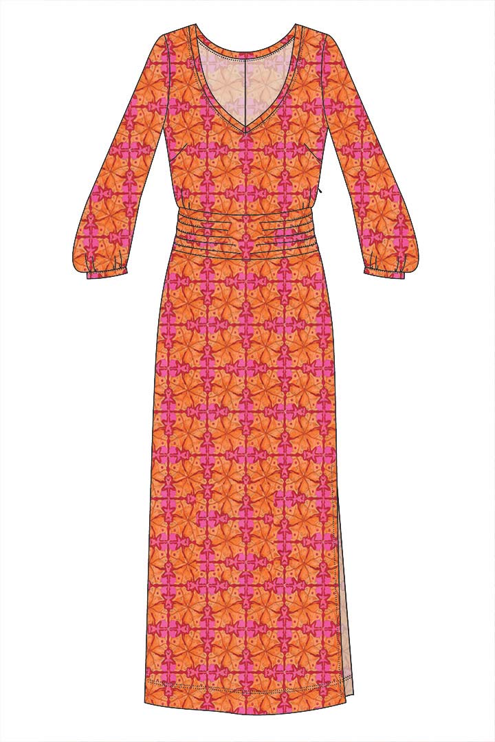 W.E.T. by Ines Schneider Dress E1683.3 / S Maxi Dress Tivoli / Elfies mode hamburg print sommerkleid Unique Prints Summer Dress Handdesignierte Prints Print